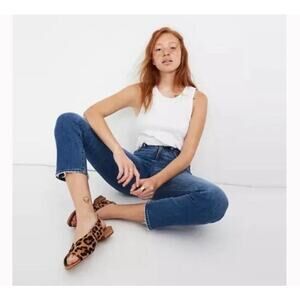 Madewell The Perfect Vintage Crop Jean Medium Wash Women's Sz 27” Raw Hem